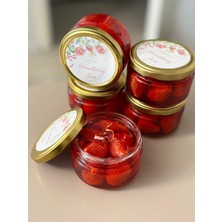 Çilek Kokulu Çilek Reçel Kavanozu Dekoratif Mum Yüzde Yüz Gerçek Efekti El Yapımı