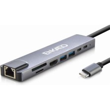 Enkado EKD-TP42 Type-C To To HDMI 8in 2pd+2 USB 2,0 +Hdmı 4K +Sd-Tf+Ethernet 100MBS
