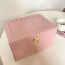 UltraMint Şık 2 Çekmeceli Deri Mücevher Kutusu Organizer Düzenleyici