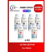 Power Time Epoxy 6 kg Hobi Epoxy/ Ultra Şeffaf ve Parlak Epoksi Reçine Ince Döküm