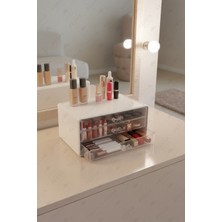 UltraMint Beyaz 3 Katlı Makyaj ve Takı Organizeri, Çekmeceli Kozmetik Düzenleme Kutusu