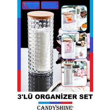 UltraMint Modern Ahşap 3'lü Organizer ve Pamukluk Seti, Şık ve Pratik Kullanım