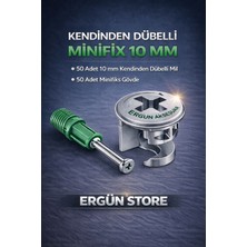 Ergün Store Kendinden Dübelli Minifix Takım 10MM 50 Takım