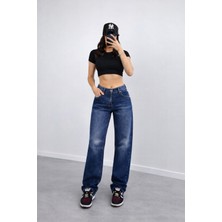 Madame Melek Baggy Toka Detaylı Bol Kesim Geniş Paça Rahat Baggy Jean Kot Pantolon