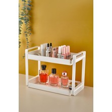 UltraMint Iki Katlı Büyük Sert Plastik Makyaj ve Takı Organizeri