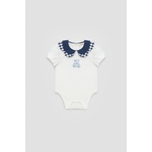 GB Baby Bg Store Kız Bebek Beyaz Body %95 Pamuklu Gömlek Yaka Desenli Rahat Kullanım