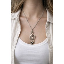 Herşey Nota Nota Formlu Metal Kolye – 60 cm Zincirli