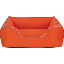 Xmpdby Pet Comfort Alpha  Köpek Yatağı Turuncu W Beyaz Biye M 80X65CM