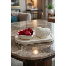 Safir Design Sevgililer Günü Hediyesi El Yapımı Dekor Seti - Dokulu Kalp ve Oval Tepsi
