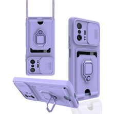 Kayem Kay  Xiaomi Mi 11T Pro Kılıf Zuma Kartvizitli Yüzüklü Silikon - Lila 56487