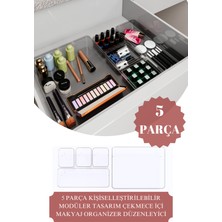 UltraMint Şeffaf 5 Parça Takı ve Makyaj Organizeri, Çekmece Için Düzenleyici