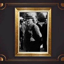 Giyense Özel Seri Altın Paspartulu Çerçeveli Atatürk Tablo FTY124