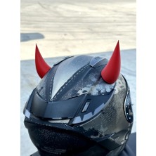 Avcı Motor Motosiklet Kask Kırmızı Boğa Boynuzu