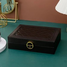 UltraMint Deri Görünümlü Anahtar Kilitli Takı Düzenleyici ve Mücevher Kutusu