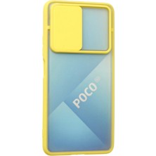 Kayem Kay  Xiaomi Poco F3 Kılıf Palm Buzlu Kamera Sürgülü Silikon - Sarı 56487