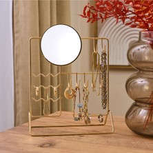 UltraMint Metal Aynalı Takı Askısı, Sarı, 19,5X27X10 Cm, Şık ve Fonksiyonel Tasarım