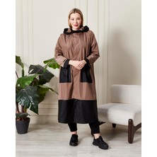 Zer Otantik Modern Kesim Kapüşonlu Yağmurluk Vizon