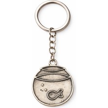 Herşey Nota Balık Fanusu Figürlü Metal Anahtarlık – Yuvarlak Model