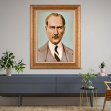 Giyense Özel Seri Altın Paspartulu Çerçeveli Atatürk Tablo FTY088