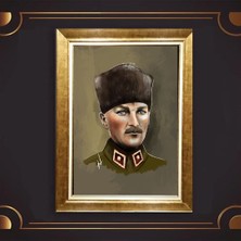 Giyense Özel Seri Altın Paspartulu Çerçeveli Atatürk Tablo FTY133