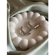 Aurah Kalın Oval Silver Küpe