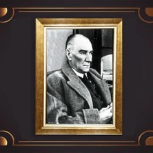 Giyense Özel Seri Altın Paspartulu Çerçeveli Atatürk Tablo FTY103