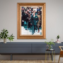 Giyense Özel Seri Altın Paspartulu Çerçeveli Atatürk Tablo FTY278