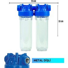 10" 3/4 Şeffaf Ikili Housing Su Arıtma Cihazı Filtre Kabı