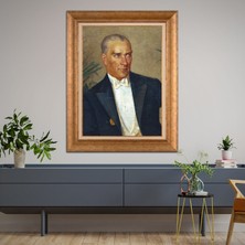 Giyense Özel Seri Altın Paspartulu Çerçeveli Atatürk Tablo FTY324