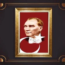 Giyense Özel Seri Altın Paspartulu Çerçeveli Atatürk Tablo FTY353
