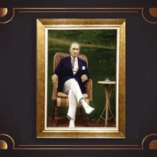 Giyense Özel Seri Altın Paspartulu Çerçeveli Atatürk Tablo FTY135