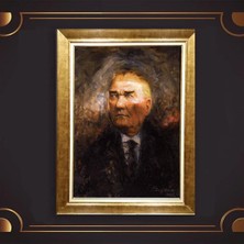 Giyense Özel Seri Altın Paspartulu Çerçeveli Atatürk Tablo FTY145