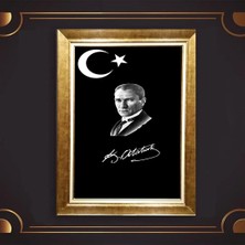 Giyense Özel Seri Altın Paspartulu Çerçeveli Atatürk Tablo FTY174