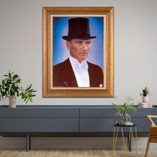 Giyense Özel Seri Altın Paspartulu Çerçeveli Atatürk Tablo FTY218
