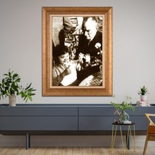 Giyense Özel Seri Altın Paspartulu Çerçeveli Atatürk Tablo FTY187