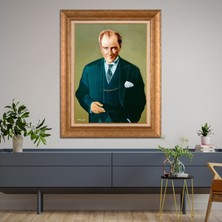 Giyense Özel Seri Altın Paspartulu Çerçeveli Atatürk Tablo FTY179