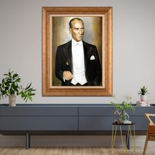 Giyense Özel Seri Altın Paspartulu Çerçeveli Atatürk Tablo FTY314