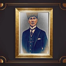 Giyense Özel Seri Altın Paspartulu Çerçeveli Atatürk Tablo FTY363