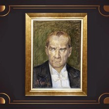 Giyense Özel Seri Altın Paspartulu Çerçeveli Atatürk Tablo FTY151
