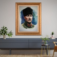 Giyense Özel Seri Altın Paspartulu Çerçeveli Atatürk Tablo FTY182