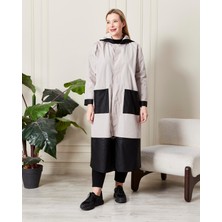 Zer Otantik Modern Kesim Kapüşonlu Yağmurluk Krem