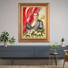 Giyense Özel Seri Altın Paspartulu Çerçeveli Atatürk Tablo FTY416