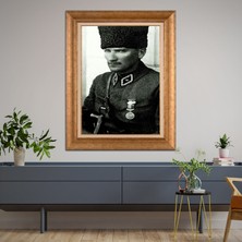 Giyense Özel Seri Altın Paspartulu Çerçeveli Atatürk Tablo FTY393