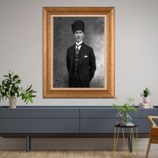 Giyense Özel Seri Altın Paspartulu Çerçeveli Atatürk Tablo FTY272