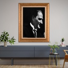 Giyense Özel Seri Altın Paspartulu Çerçeveli Atatürk Tablo FTY376