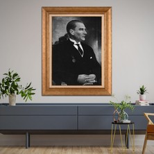Giyense Özel Seri Altın Paspartulu Çerçeveli Atatürk Tablo FTY483