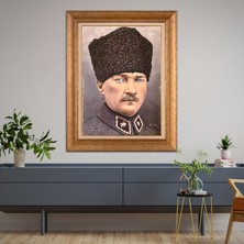 Giyense Özel Seri Altın Paspartulu Çerçeveli Atatürk Tablo FTY496