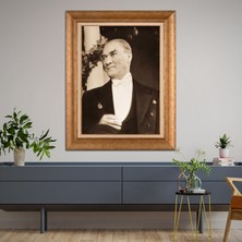 Giyense Özel Seri Altın Paspartulu Çerçeveli Atatürk Tablo FTY424