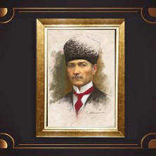 Giyense Özel Seri Altın Paspartulu Çerçeveli Atatürk Tablo FTY325