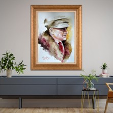 Giyense Özel Seri Altın Paspartulu Çerçeveli Atatürk Tablo FTY443